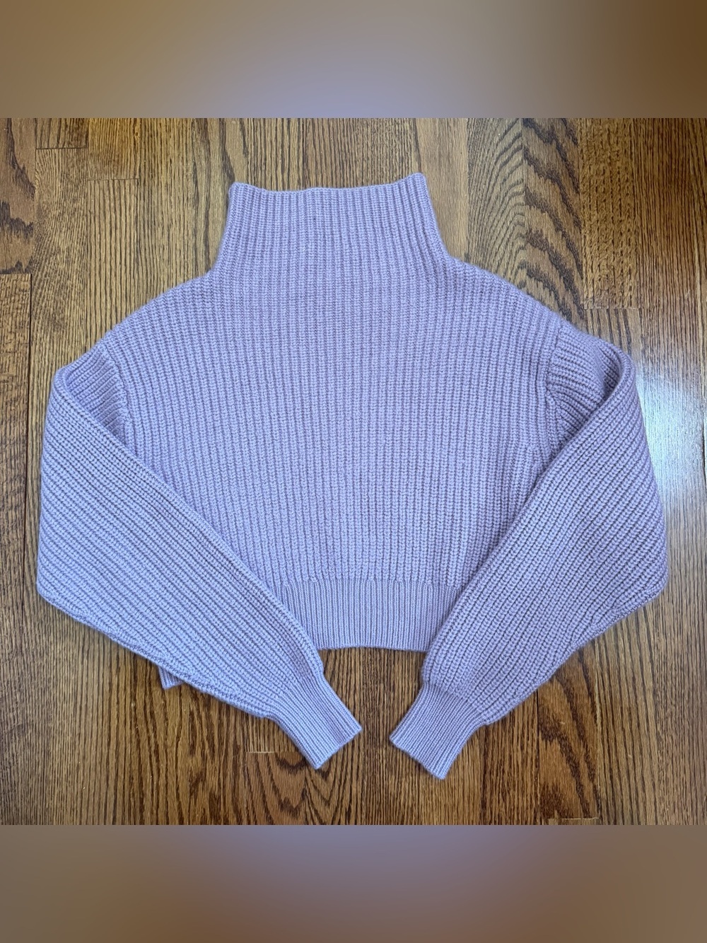 Wilfred Aritzia Light Purple Cropped High Neck Merino Wool Sweater Size Small